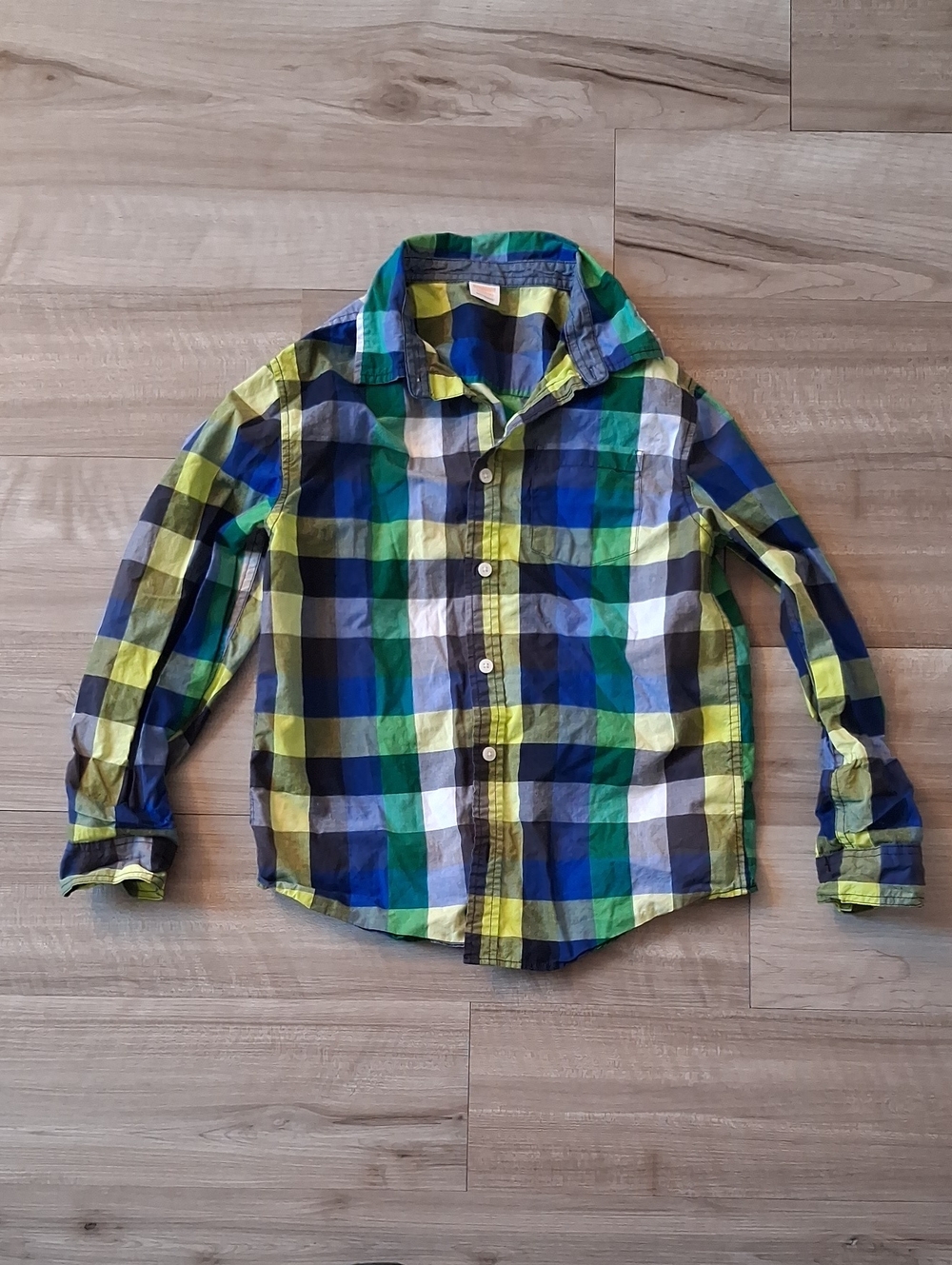 Gymboree Blue, Green & Yellow Plaid Button-Down Shirt